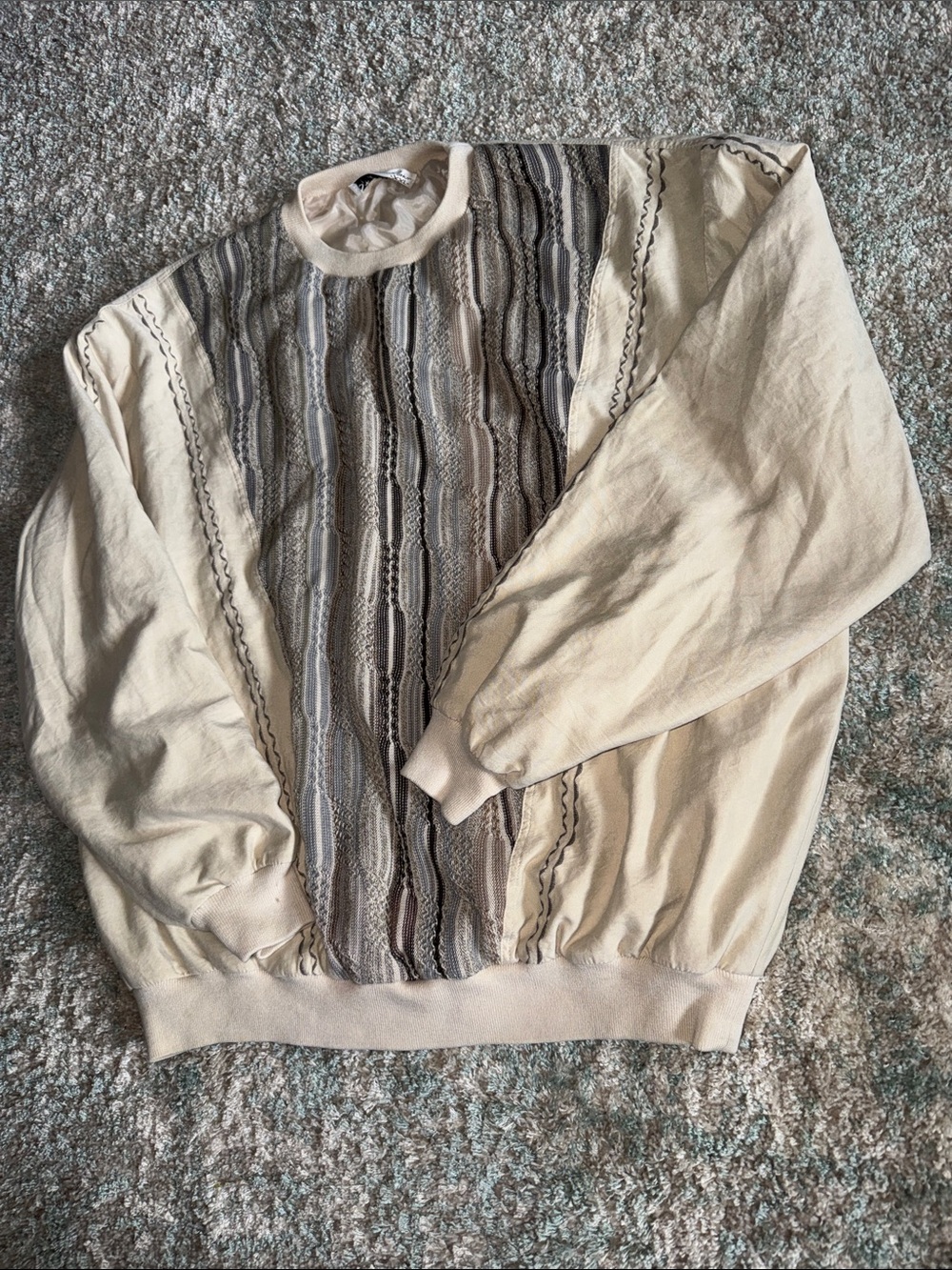 Neutral Beige Lightweight Shirt Jacket with Textured Front Panel